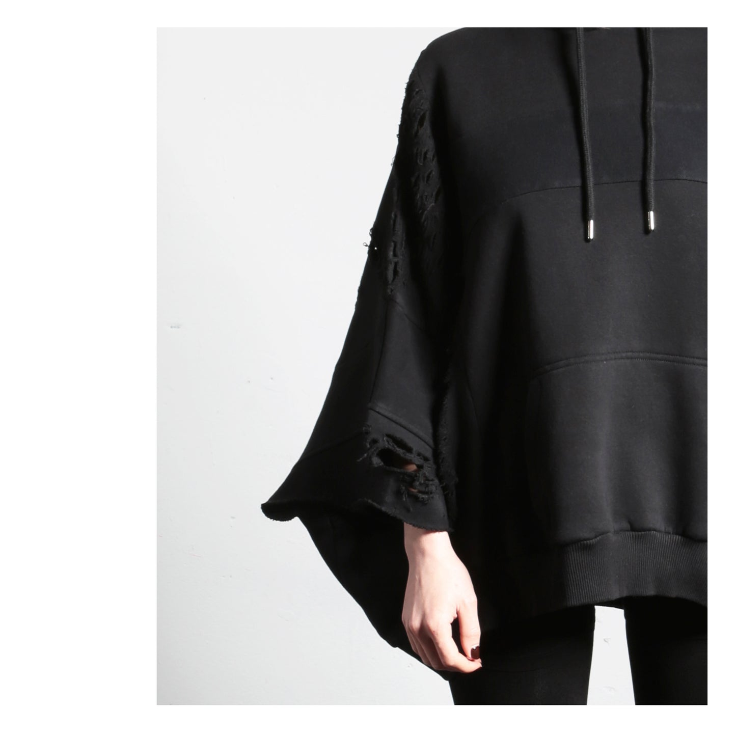 Hoodie Distressed 16-2001 woman black