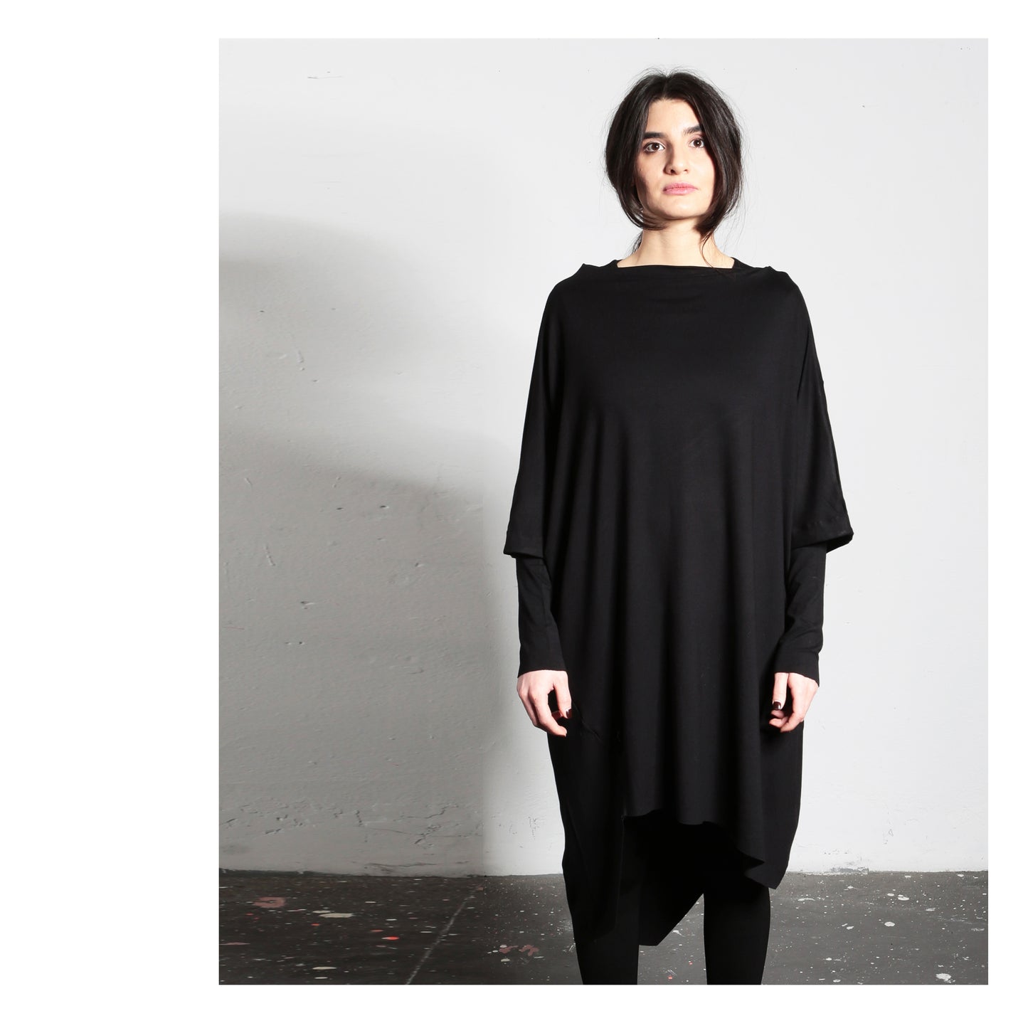 Asymetric Dress 16-0009  woman black