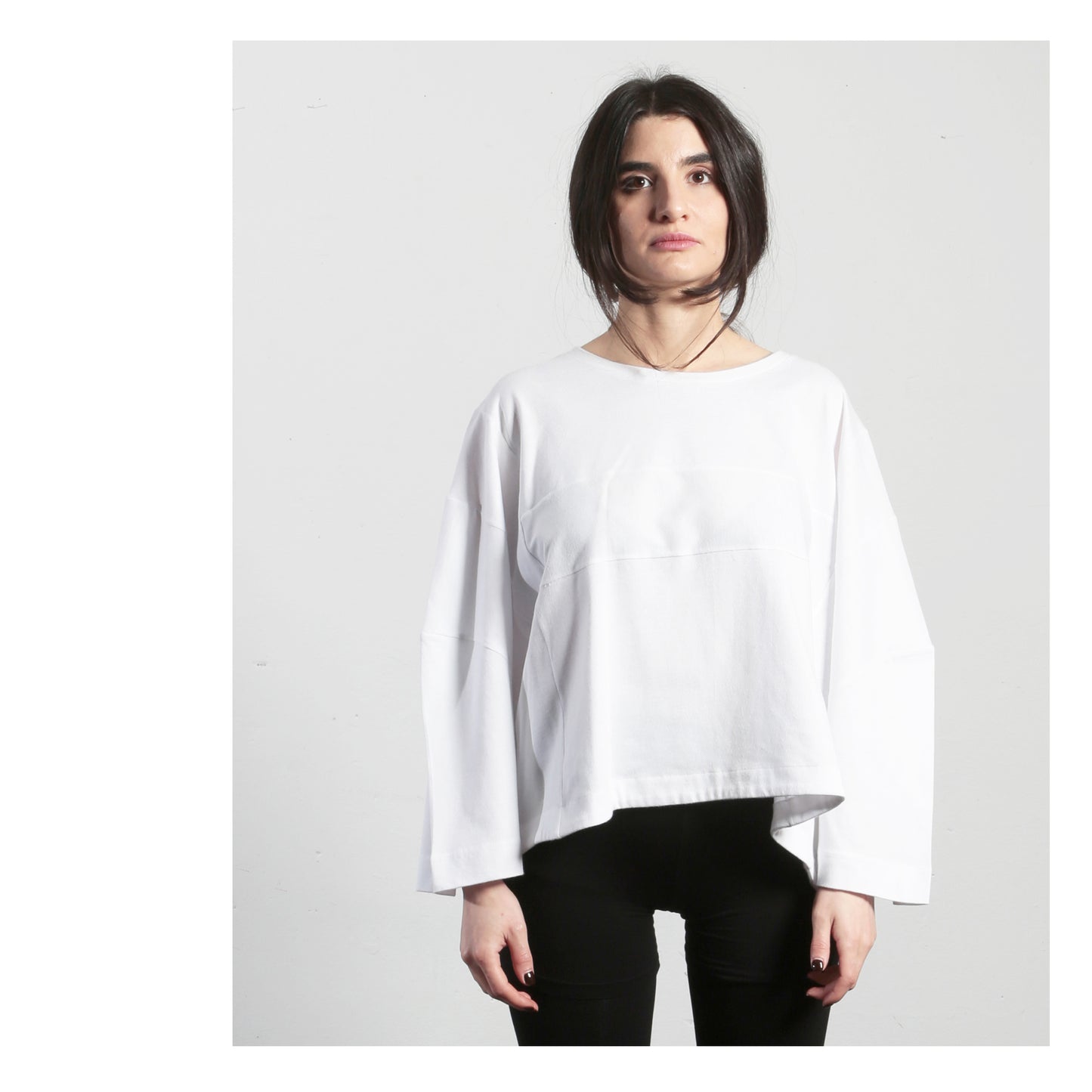 Cropped Tunik T-Shirt 16-1002 woman white