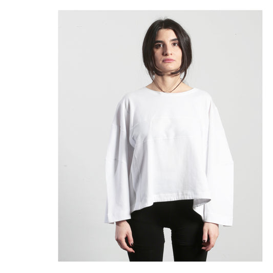 Cropped Tunik T-Shirt 16-1002 woman white