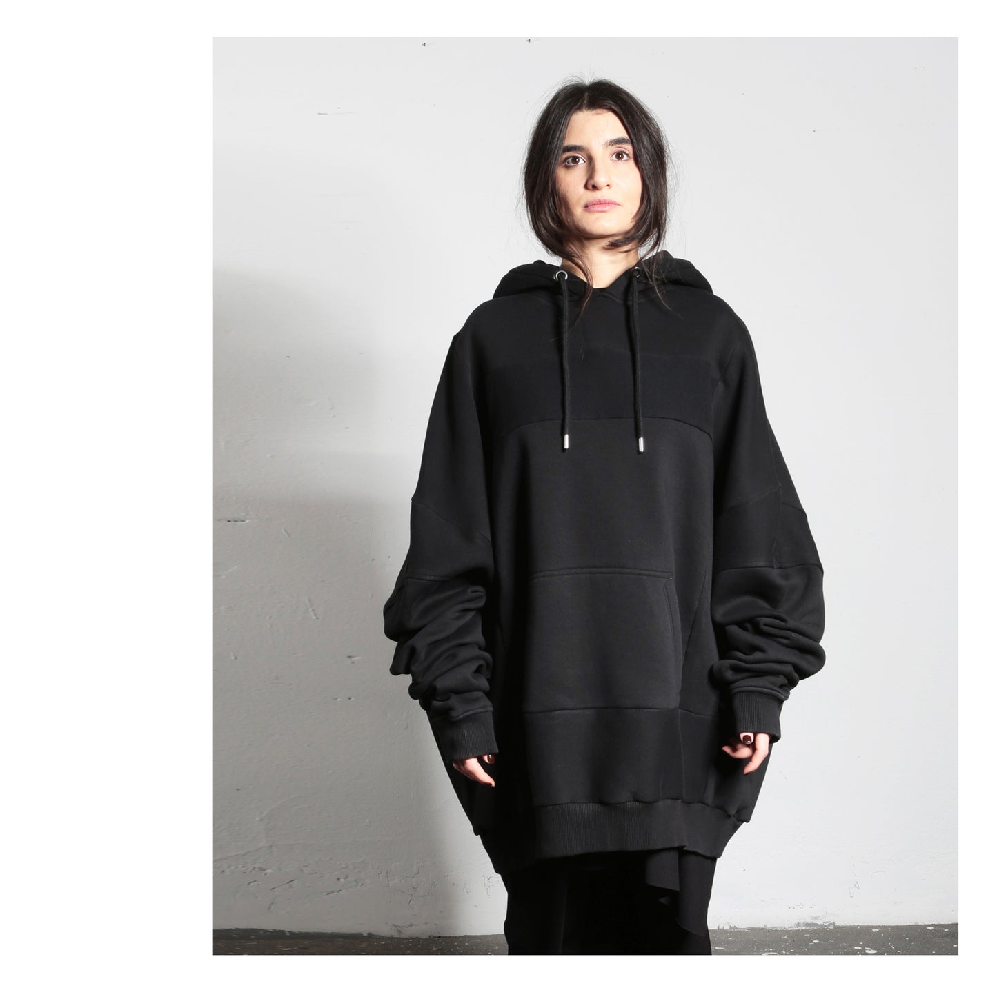 Super Wide Hoodie 15-2001 woman black