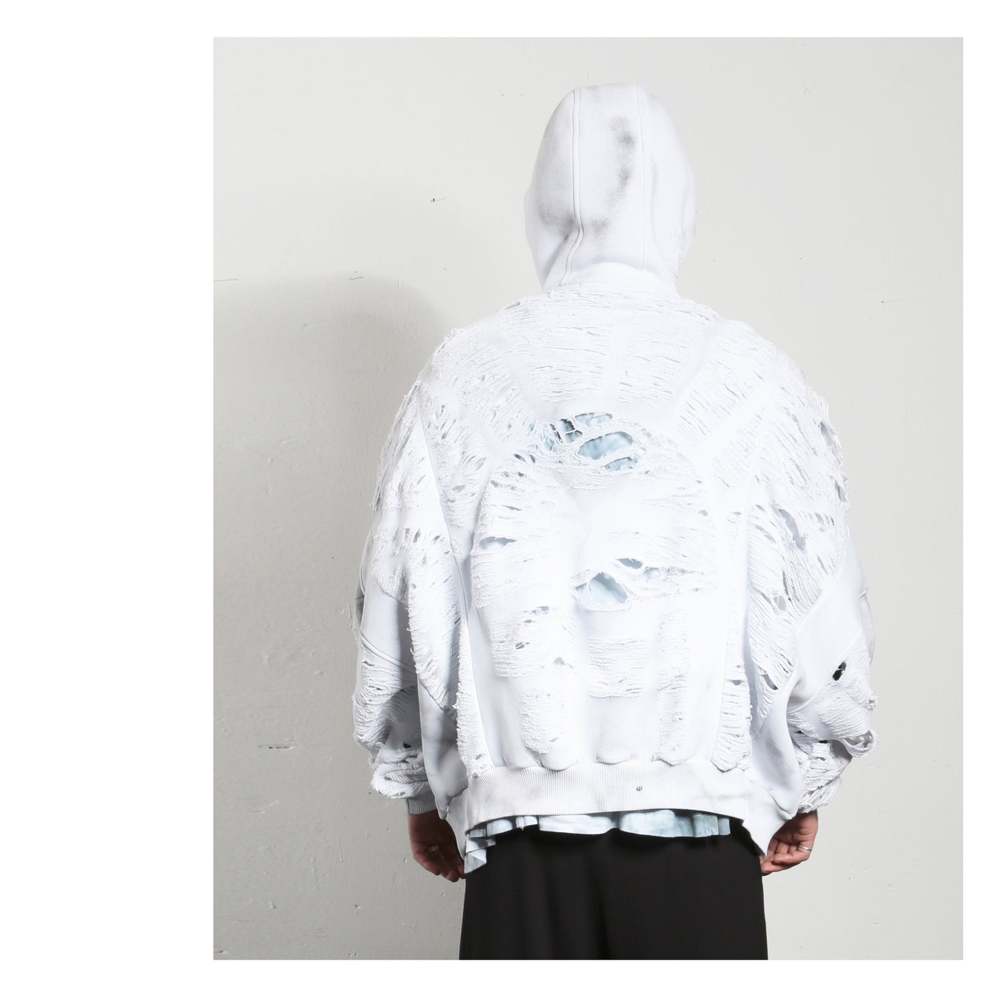 Wide Hoodie Set Distressed 16-2002 man white