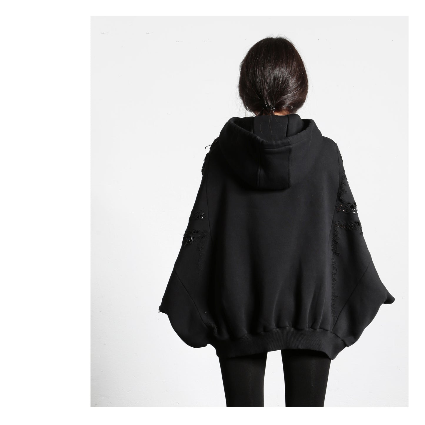 Hoodie Distressed 16-2001 woman black