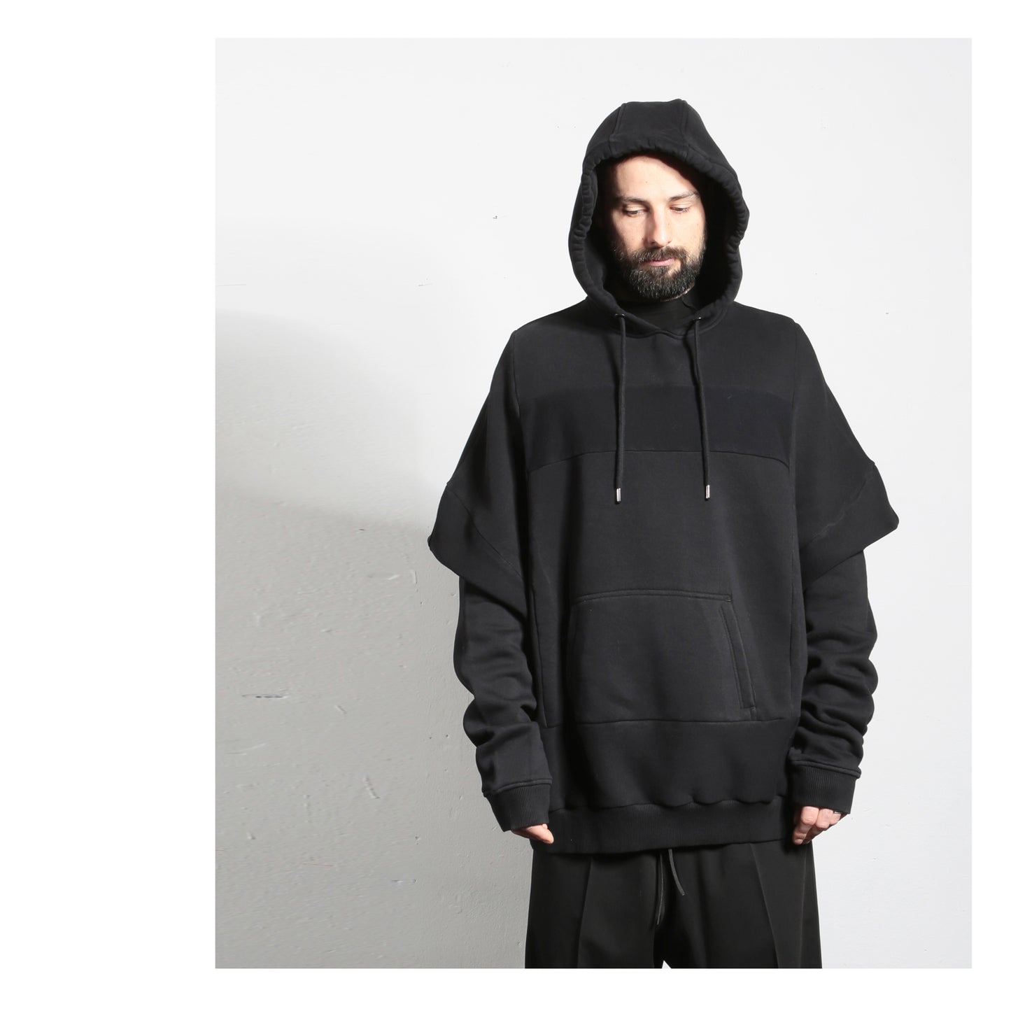 Super Wide Hoodie 15-2001 man black