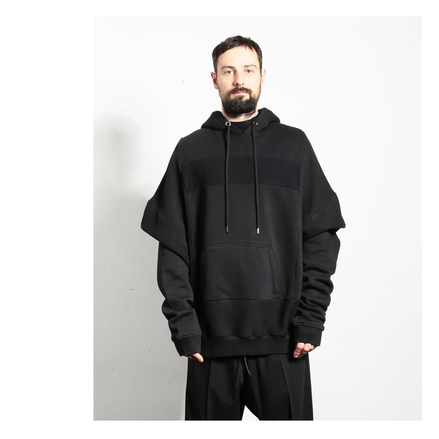 Super Wide Hoodie 15-2001 man black