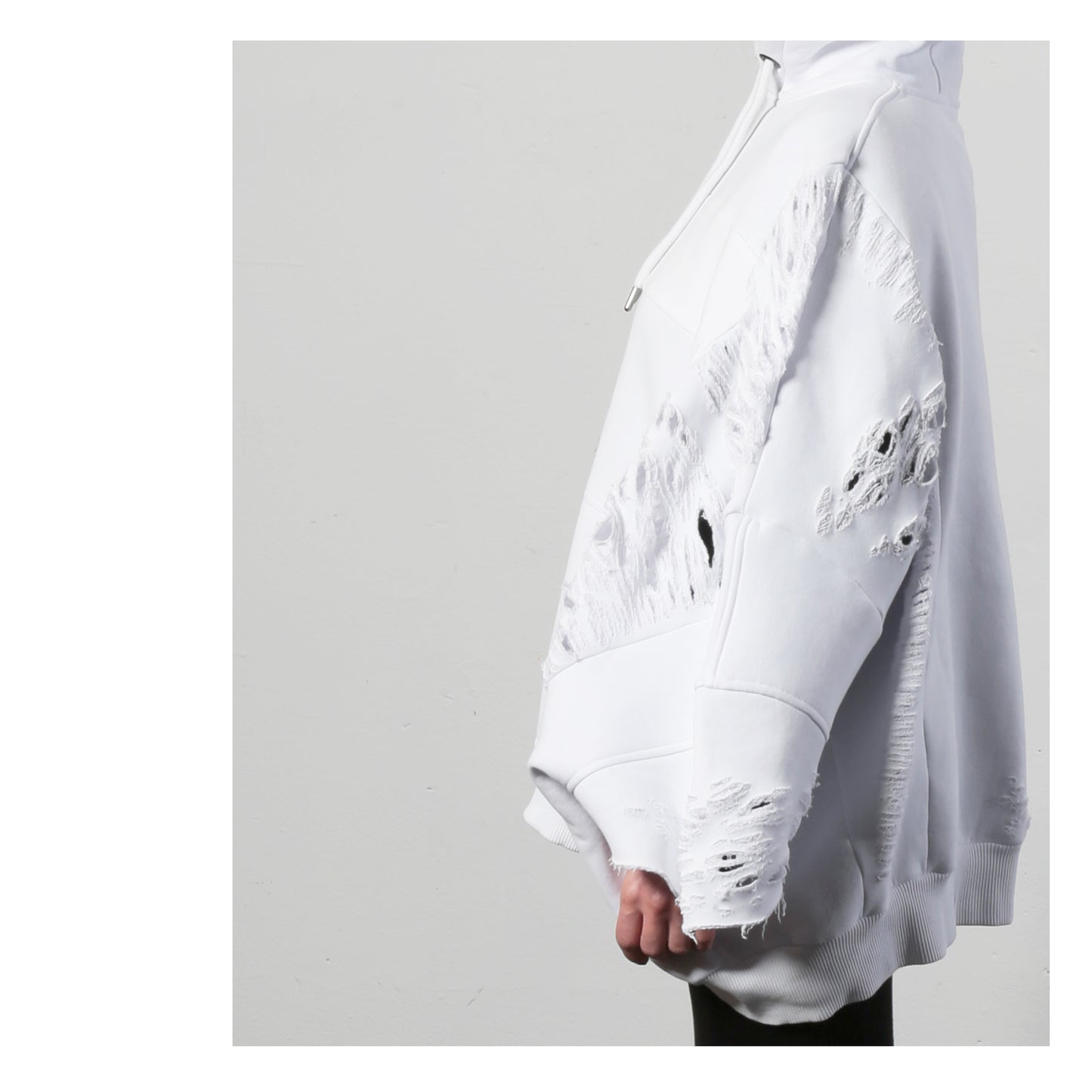 Hoodie Distressed 16-2001 woman white