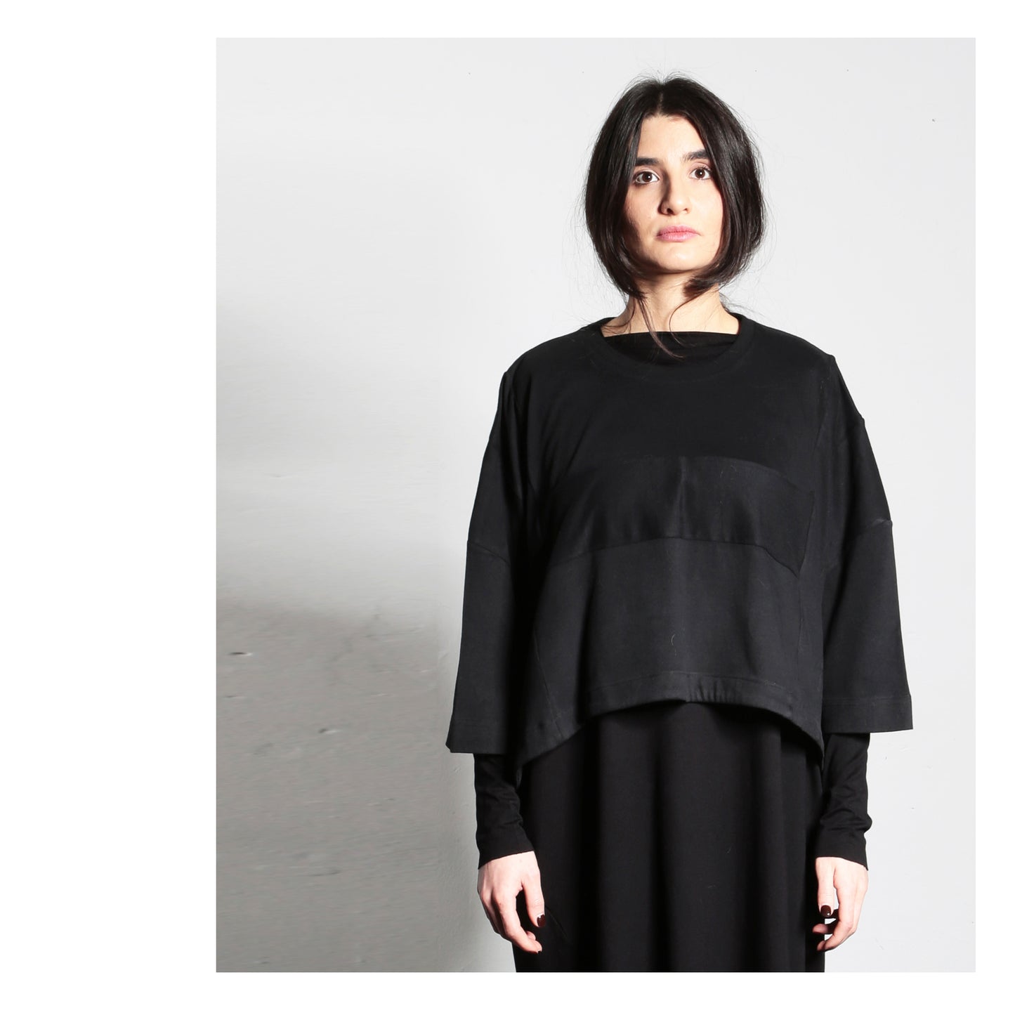 Cropped Tunik T-Shirt 16-1002 woman black