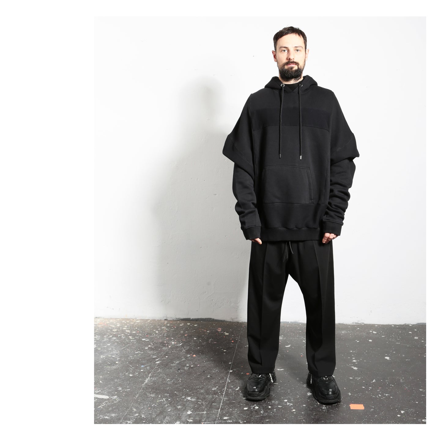 Super Wide Hoodie 15-2001 man black